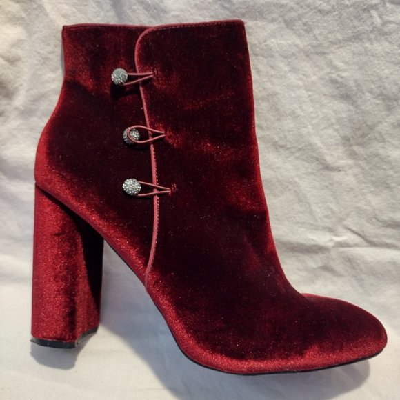 🌎 Nina || Inamae Merlot Velvet 4" Heel Booties - Picture 4 of 9